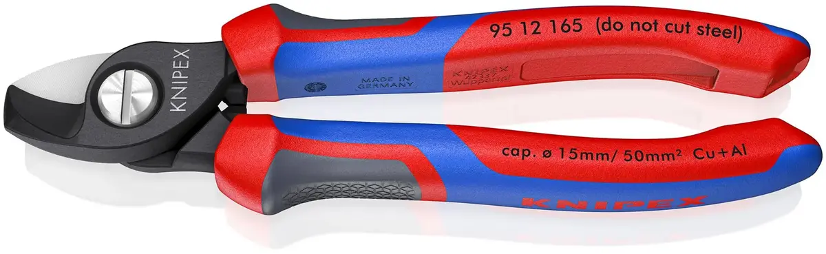 Knipex Cable Shears Cutting Pliers Cuts Cable Up To 15Mm Diameter 165Mm With Comfort Handles 95 12 165 1