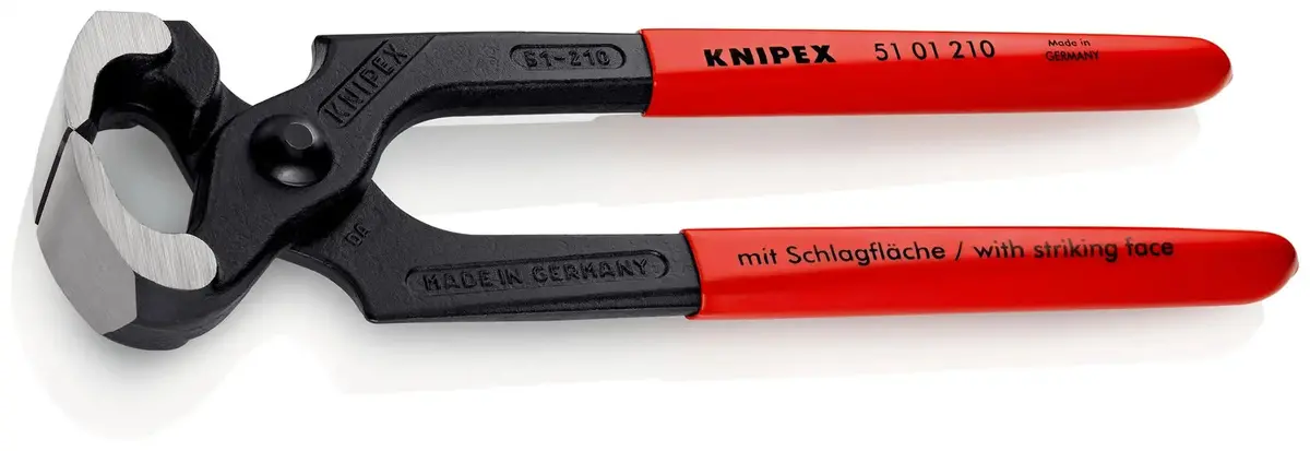Knipex Carpenters Pincers Hammerhead Style 210Mm Plastic Coated Handles 51 01 210 1
