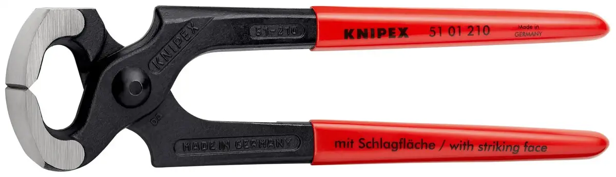 Knipex Carpenters Pincers Hammerhead Style 210Mm Plastic Coated Handles 51 01 210 Sb 1