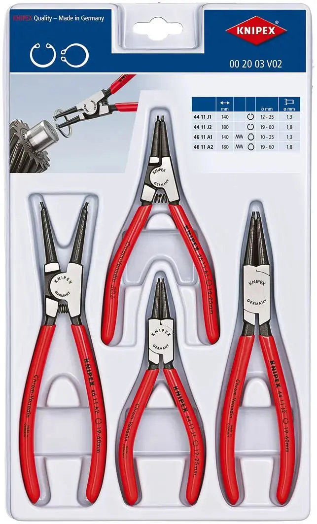 Knipex Circlip Plier Set 4 Pieces Internal External Pliers 00 20 03 V02 1
