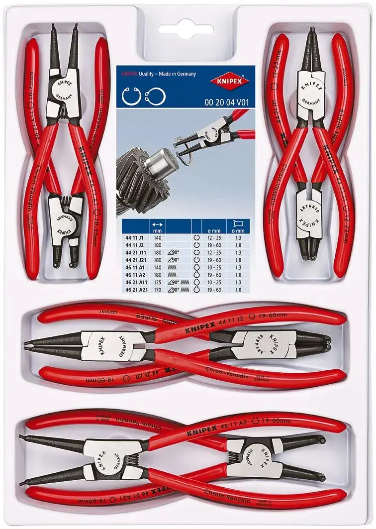 Knipex Circlip Plier Set 8 Pieces Internal External Pliers 00 20 04 V01 1