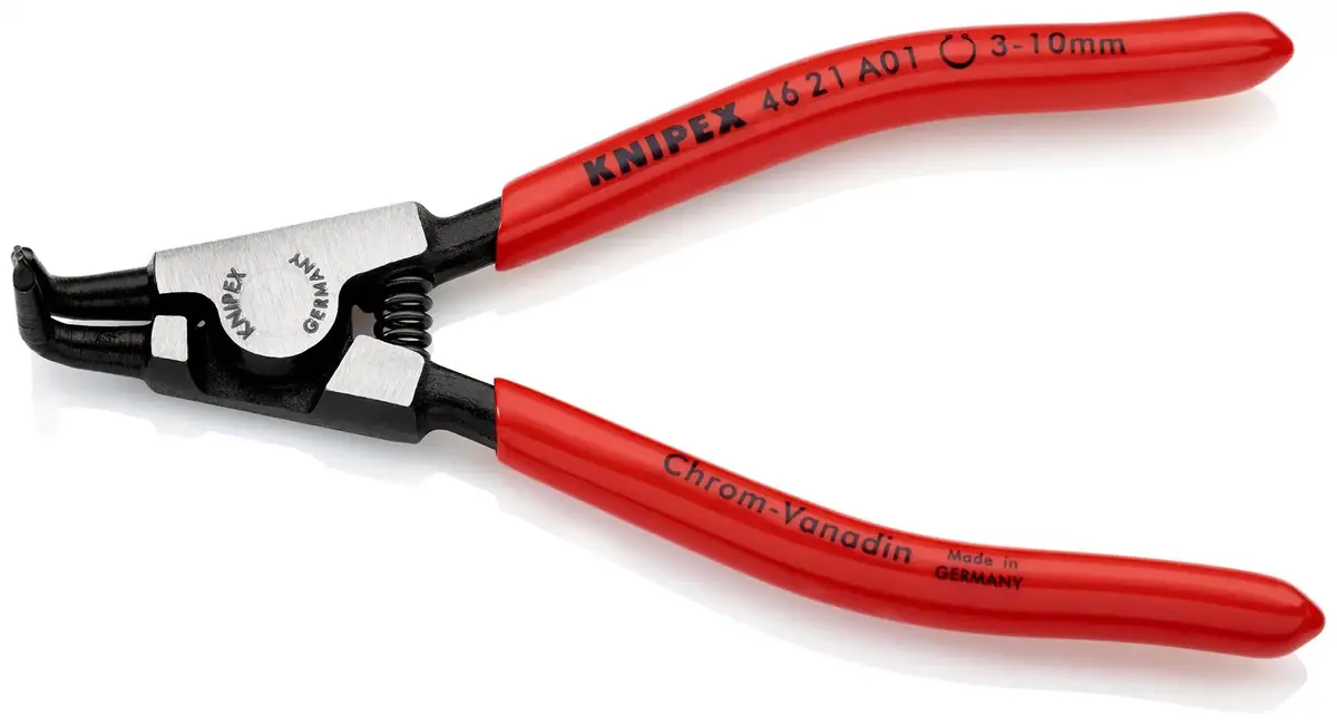 Knipex Circlip Pliers For External Circlips On Shafts 90° Angled 125Mm 0.9Mm Diameter Tips 46 21 A01 1