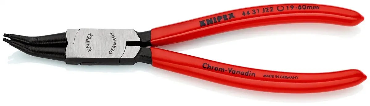 Knipex Circlip Pliers For Internal Circlips In Bore Holes 45° Angled 180Mm 1.8Mm Diameter Tips 44 31 J22 1