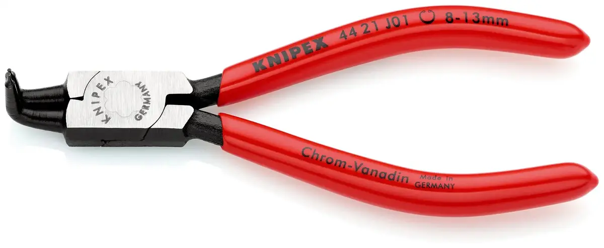 Knipex Circlip Pliers For Internal Circlips In Bore Holes Bent Nose 130Mm 0.9Mm Diameter Tips 44 21 J01 1