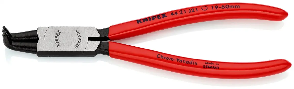 Knipex Circlip Pliers For Internal Circlips In Bore Holes Bent Nose 170Mm 1.8Mm Diameter Tips 44 21 J21 1