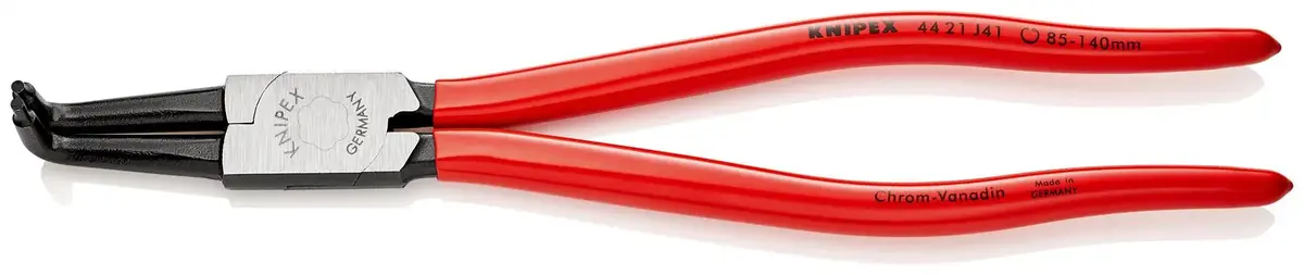 Knipex Circlip Pliers For Internal Circlips In Bore Holes Bent Nose 300Mm 3.2Mm Diameter Tips 44 21 J41 1