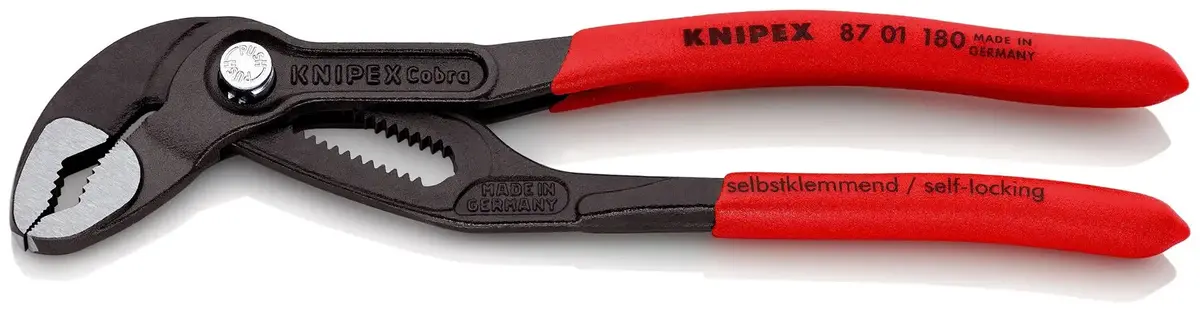 Knipex Cobra High Tech Water Pump Pliers 180Mm Plastic Coated Handles Non Slip 87 01 180 Sb 1