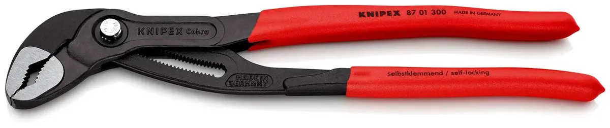 Knipex Cobra High Tech Water Pump Pliers 300Mm Plastic Coated Handles Non Slip 87 01 300 Sb 1