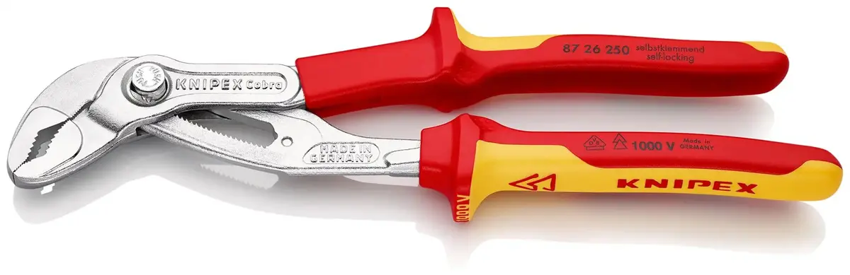 Knipex Cobra Quickset High Tech Water Pump Pliers 250Mm Chrome Vde Multi Component Grips 87 26 250 Sb 1