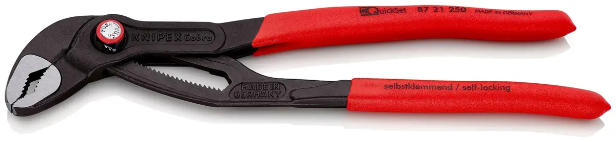 Knipex Cobra Quickset High Tech Water Pump Pliers 250Mm Plastic Coated Handles Non Slip 87 21 250 1