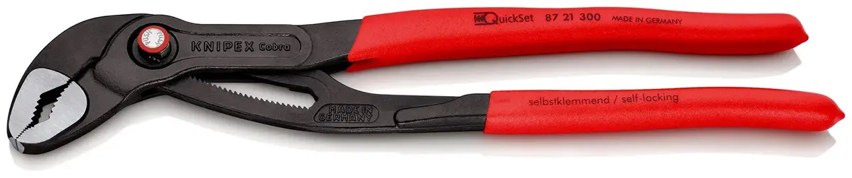Knipex Cobra Quickset High Tech Water Pump Pliers 300Mm Plastic Coated Handles Non Slip 87 21 300 1