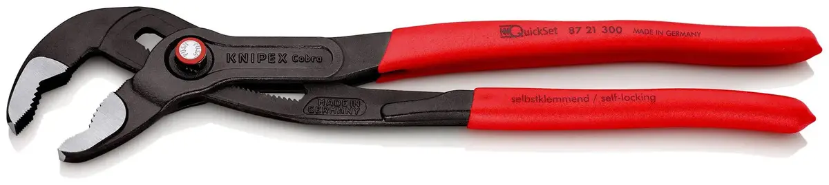 Knipex Cobra Quickset High Tech Water Pump Pliers 300Mm Plastic Coated Handles Non Slip 87 21 300 Sb 2