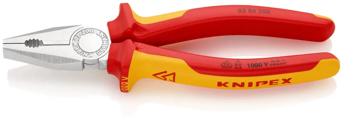 Knipex Combination Pliers 200Mm Vde Chrome Multi Component Grips 03 06 200 Sb 1