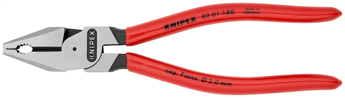 Knipex Combination Pliers High Leverage 180Mm Plastic Coated 02 01 180 1