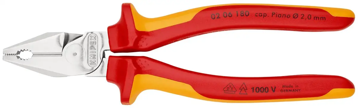 Knipex Combination Pliers High Leverage 180Mm Vde Multi Component Grips 02 06 180 Sb 1