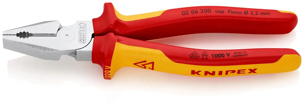 Knipex Combination Pliers High Leverage 200Mm Vde Multi Component Grips 02 06 200 1