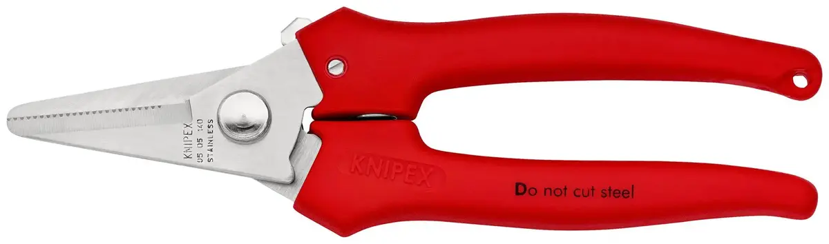 Knipex Combination Shears For Cardboard Plastics Aluminium Brass Copper Foils 140Mm Plastic Coated 95 05 140 1