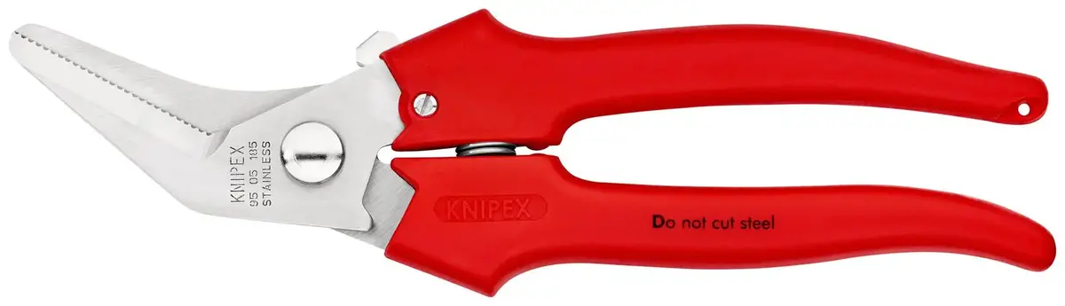 Knipex Combination Shears For Cardboard Plastics Aluminium Brass Copper Foils 185Mm Plastic Coated 95 05 185 1