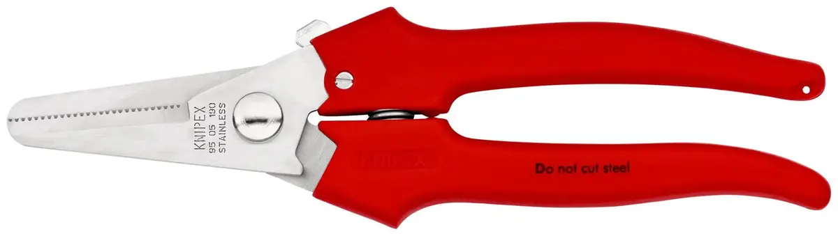 Knipex Combination Shears For Cardboard Plastics Aluminium Brass Copper Foils 190Mm Plastic Coated 95 05 190 1