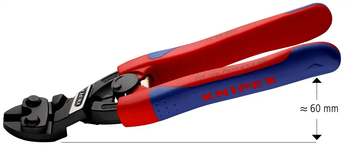 Knipex Compact Bolt Cutters Cobolt Cutting Pliers 20° Offset 200Mm Multi Component Grips 71 02 200 1