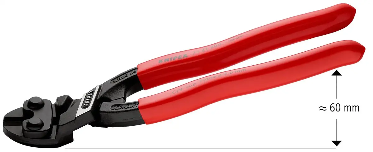 Knipex Compact Bolt Cutters Cobolt Cutting Pliers 20° Offset 200Mm Plastic Coated Handles 71 41 200 1