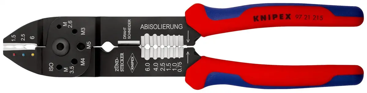 Knipex Crimping Pliers Wire Strippers For Insulated Terminals 230Mm Multi Component Grips 97 21 215 1