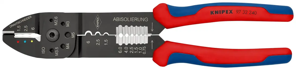Knipex Crimping Pliers Wire Strippers For Non And Insulated Terminals 240Mm Multi Component Grips 97 32 240 Sb 1