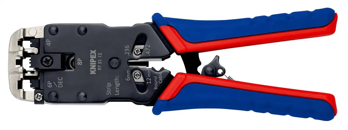 Knipex Crimping Pliers For Western Plugs Rj45 Rj10 Rj11 Rj12 200Mm Multi Component Grips 97 51 12 1