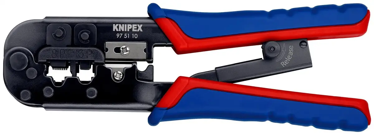Knipex Crimping Pliers For Western Plugs Rj45 Rj11 Rj12 190Mm Multi Component Grips 97 51 10 1