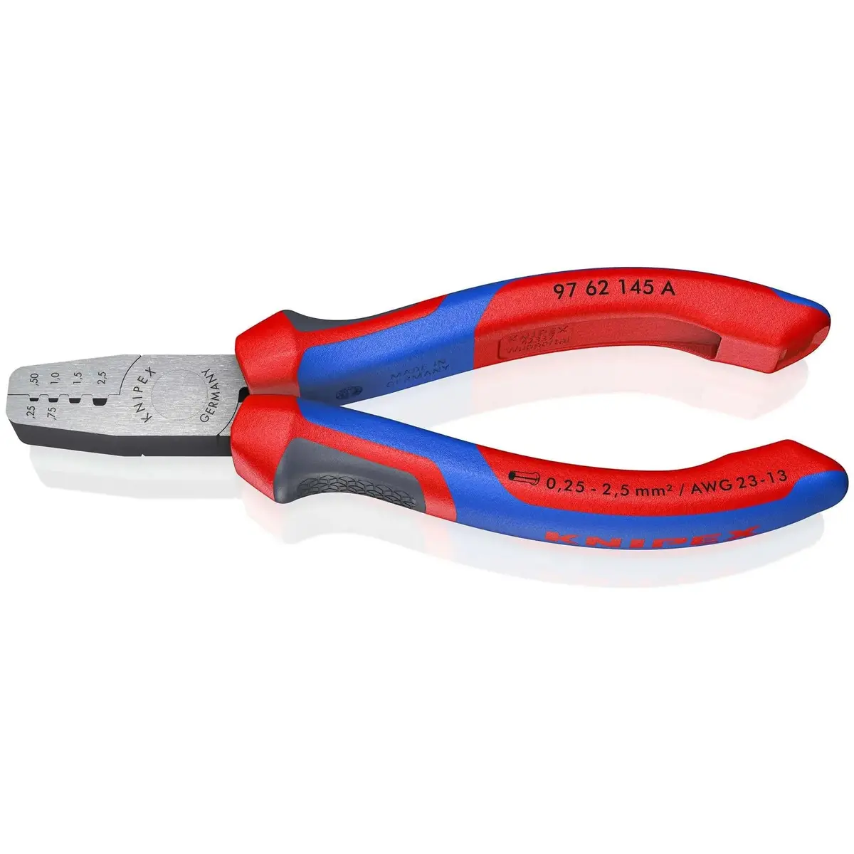 Knipex Crimping Pliers For Wire Ferrules 145Mm 0.25-2.5Mm² 145Mm Multi Component Grips 97 62 145 A 1