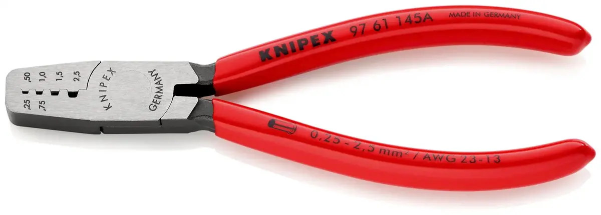 Knipex Crimping Pliers For Wire Ferrules 145Mm 0.25-2.5Mm² 145Mm Plastic Coated Handles 97 61 145 A 1