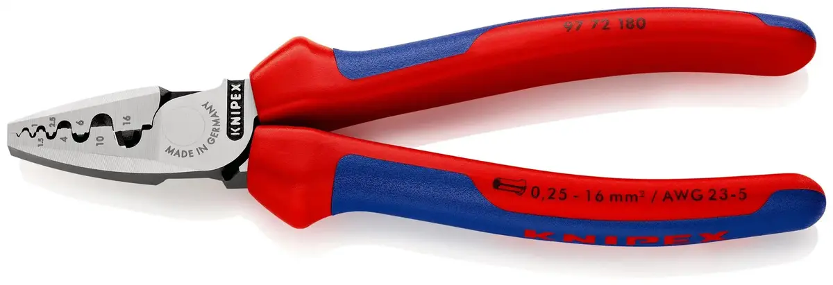 Knipex Crimping Pliers For Wire Ferrules 180Mm 0.25-16Mm² 180Mm Multi Component Grips 97 72 180 1