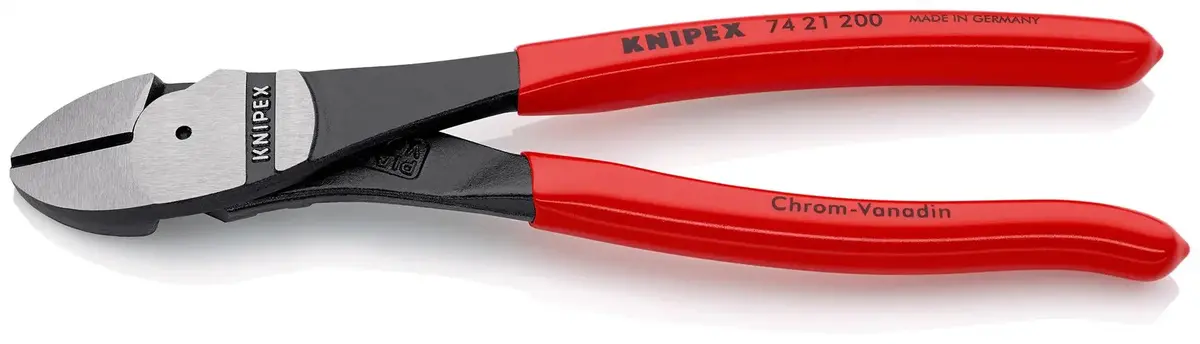 Knipex Diagonal Cutting Pliers High Leverage Side Cutters 12° Angled Head 200Mm Plastic Coated 74 21 200 1