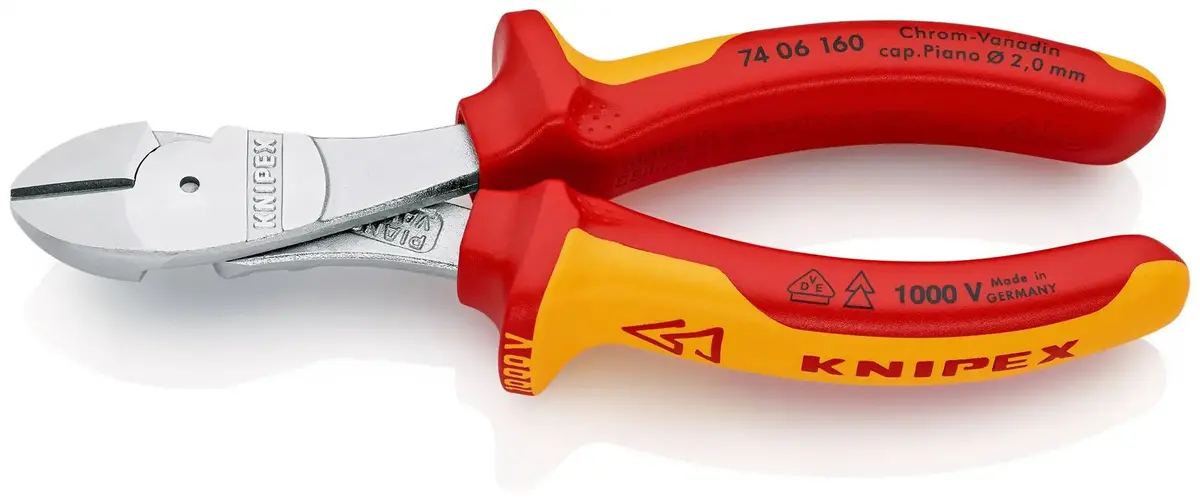 Knipex Diagonal Cutting Pliers High Leverage Side Cutters 160Mm Vde Multi Component Grips 74 06 160 1