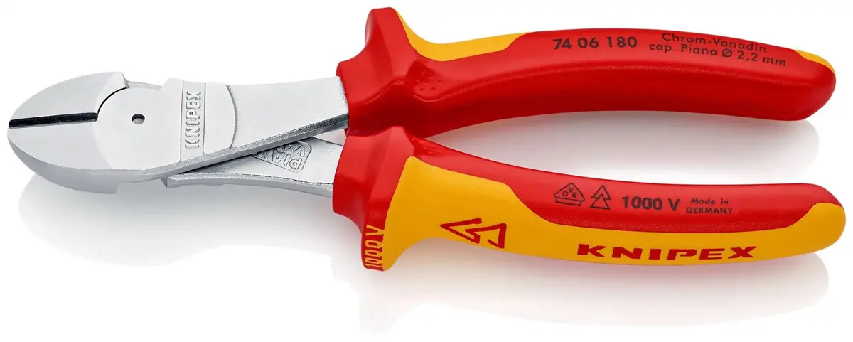 Knipex Diagonal Cutting Pliers High Leverage Side Cutters 180Mm Vde Multi Component Grips 74 06 180 Sb 1