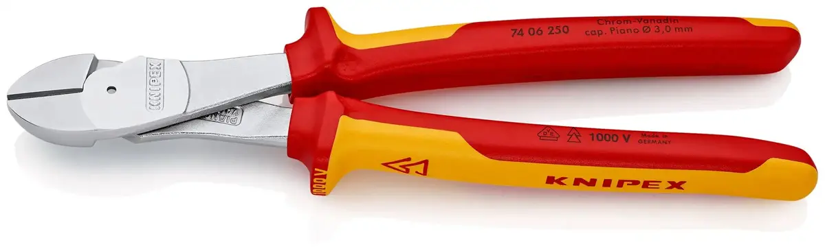 Knipex Diagonal Cutting Pliers High Leverage Side Cutters 250Mm Vde Multi Component Grips 74 06 250 1