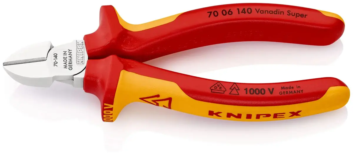 Knipex Diagonal Cutting Pliers Side Cutters 140Mm Vde Insulated Multi Component Grips 70 06 140 Sb 1