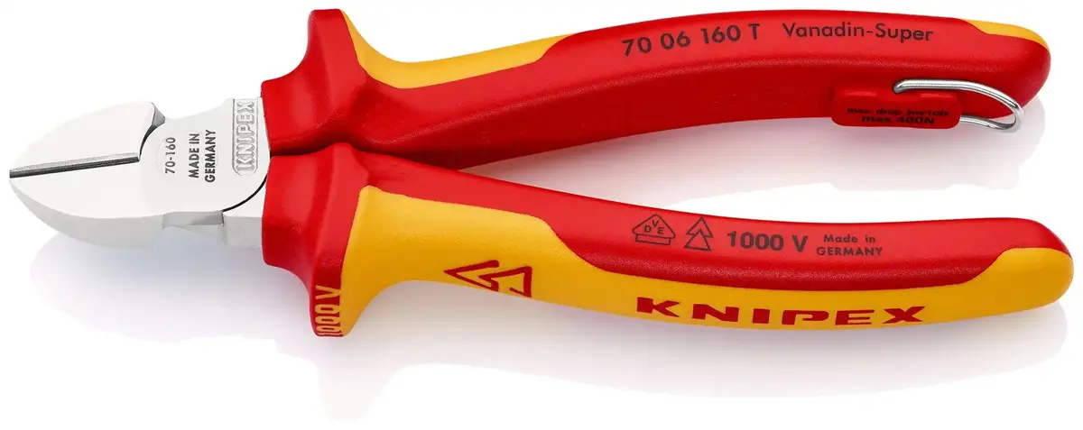 Knipex Diagonal Cutting Pliers Side Cutters 160Mm Vde Multi Component Grips Tether Point 70 06 160 T Bk 1