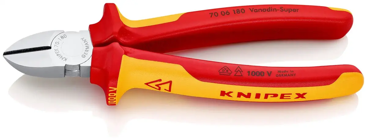 Knipex Diagonal Cutting Pliers Side Cutters 180Mm Vde Insulated Multi Component Grips 70 06 180 Sb 1