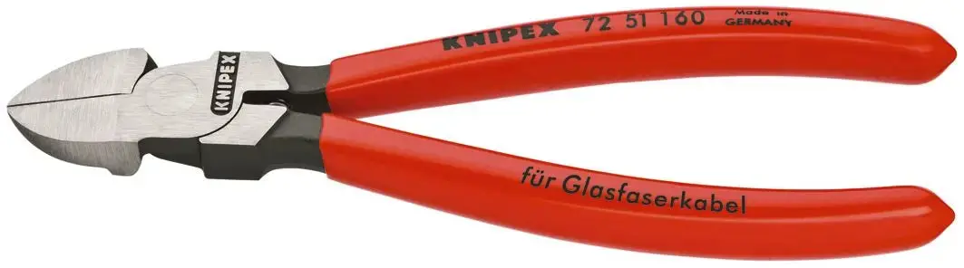 Knipex Diagonal Cutting Pliers For Fibre Optics Side Cutters 160Mm Plastic Coated Handles 72 51 160 1