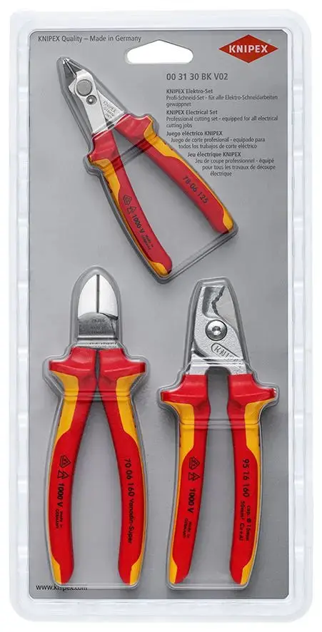 Knipex Electrical Cutting Pliers Set Vde For Electricians 3 Pieces 00 31 30 Bk V02 1