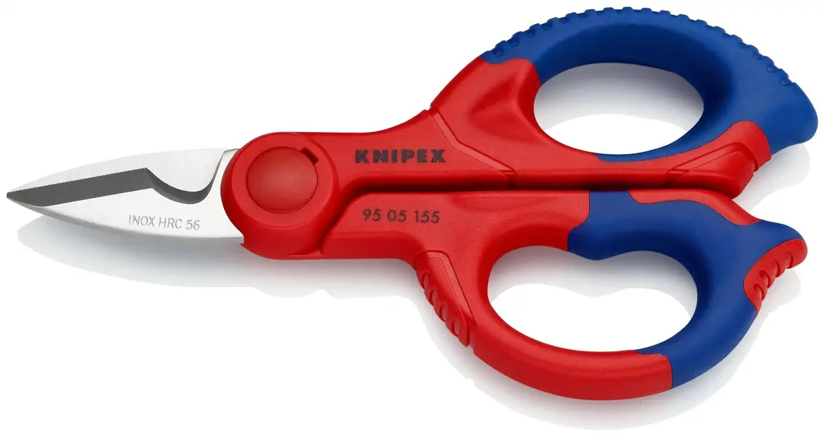 Knipex Electricians Shears Scissors With Plastic Belt Pouch 155Mm Multi Component Grips 95 05 155 Sb 1