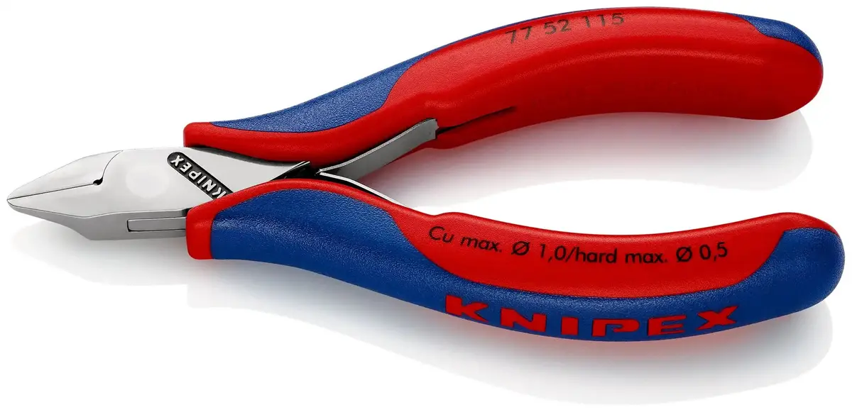 Knipex Electronics Diagonal Cutter Pliers Pointed Flat Head Small Bevel 115Mm Multi Component Grips 77 52 115 1
