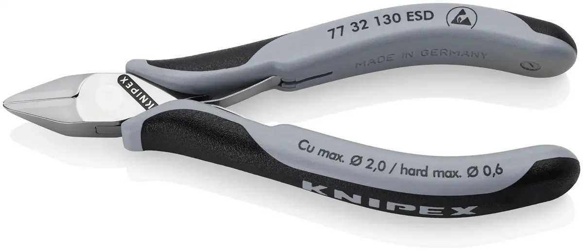 Knipex Electronics Diagonal Cutter Pliers Pointed Head Small Bevel 115Mm Multi Component Grips 77 32 130 Esd 1