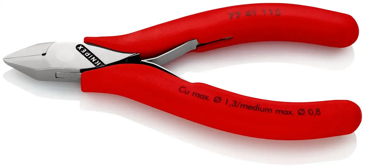 Knipex Electronics Diagonal Cutter Pliers Pointed Head Without Bevel 115Mm Multi Component Grips 77 41 115 1