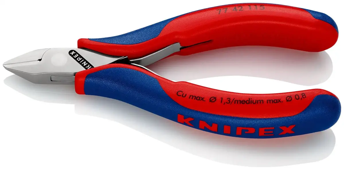 Knipex Electronics Diagonal Cutter Pliers Pointed Head Without Bevel 115Mm Multi Component Grips 77 42 115 1