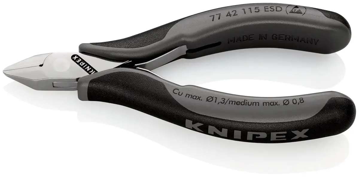 Knipex Electronics Diagonal Cutter Pliers Pointed Head Without Bevel 115Mm Multi Component Grips 77 42 115 Esd 1