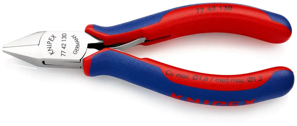 Knipex Electronics Diagonal Cutter Pliers Pointed Head Without Bevel 130Mm Multi Component Grips 77 42 130 1