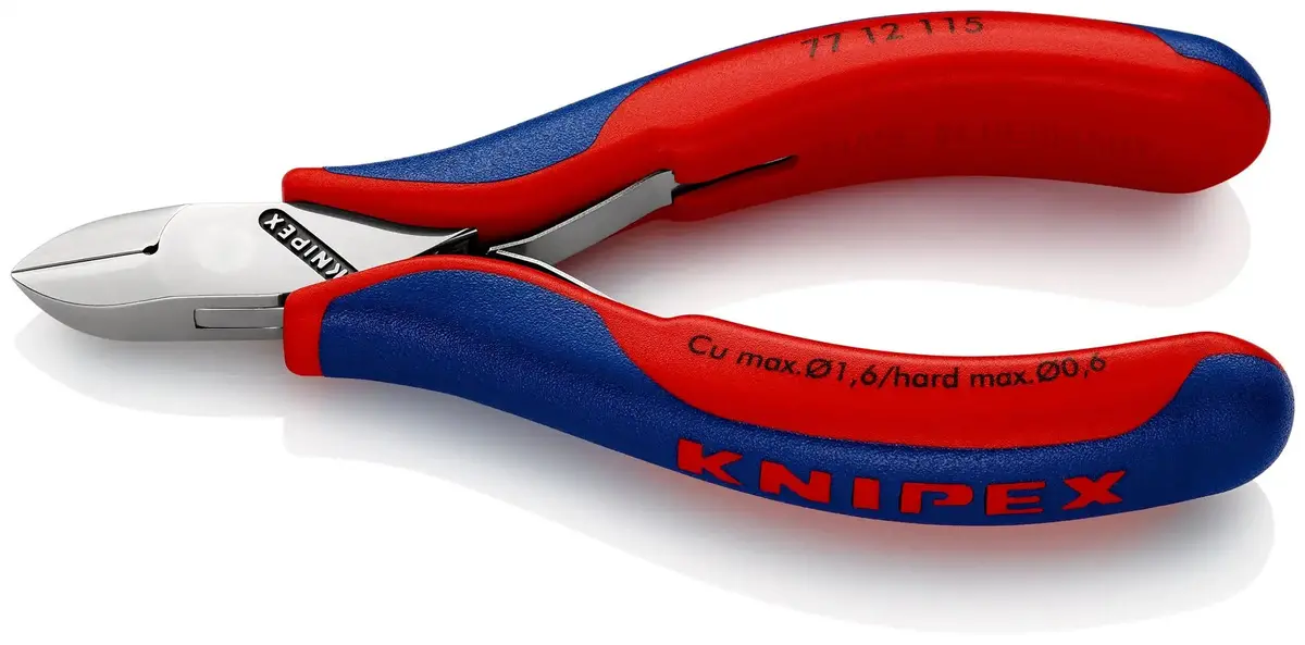 Knipex Electronics Diagonal Cutter Pliers Round Head Bevelled 115Mm Multi Component Grips 77 12 115 1