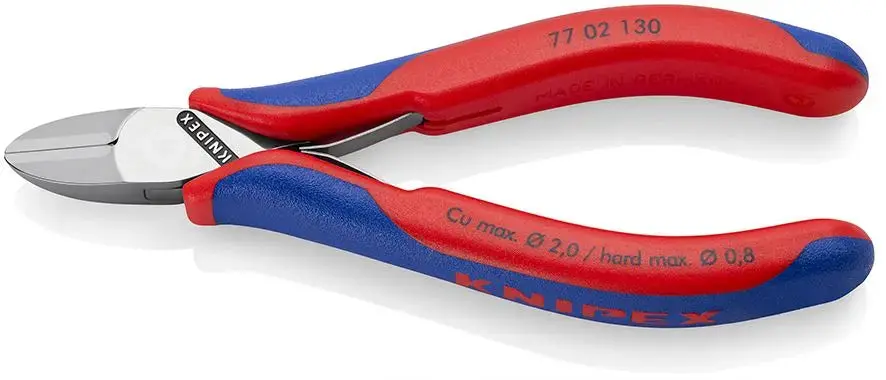 Knipex Electronics Diagonal Cutter Pliers Round Head Small Bevel 130Mm Multi Component Grips 77 02 130 1